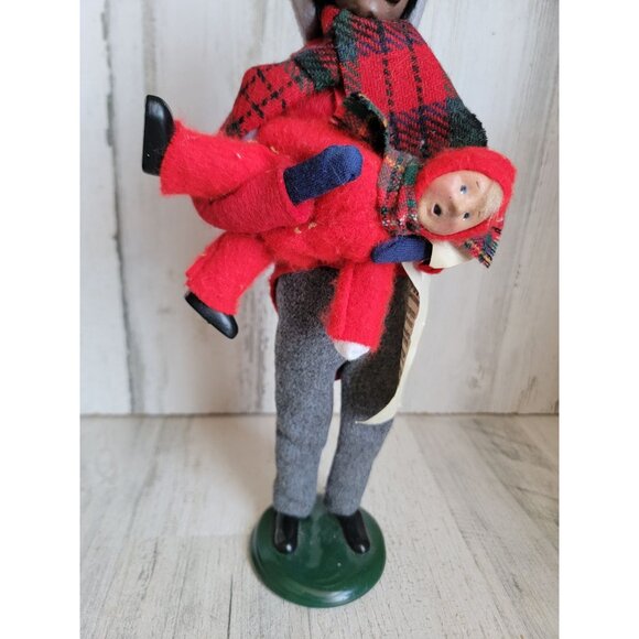 Byers Choice caroler man kid child playing vintage Xmas home plaid - Picture 3 of 10